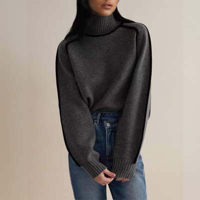 Bella | Loose Fit Turtleneck Striped Sweater