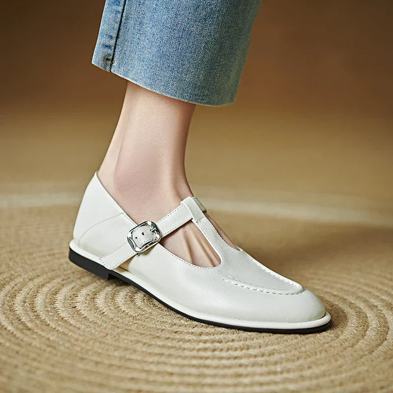 Selvana | Low Heeled T-Strap Pumps