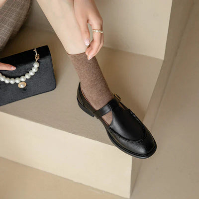 Belliora | Retro Low Heel Strap Shoes