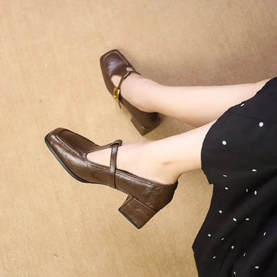 Dorvanna | French Mary Jane Block Heel Shoes