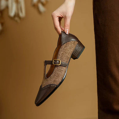 Genira | Vintage T-Strap Block Heel Shoes