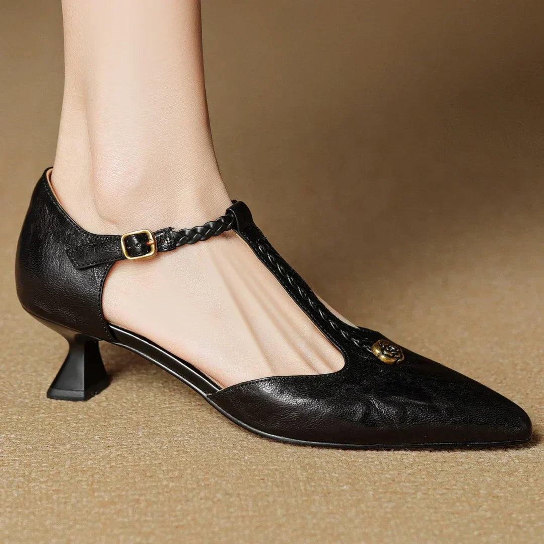 Talvanna | Braided T-Strap Kitten Heel Sandals