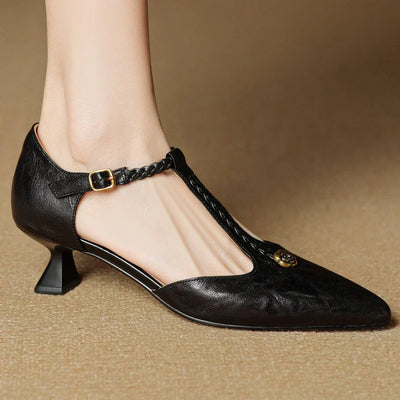 Talvanna | Braided T-Strap Kitten Heel Sandals