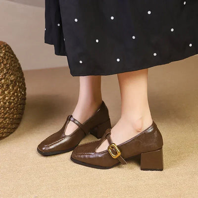 Dorvanna | French Mary Jane Block Heel Shoes