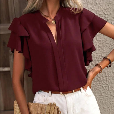 Brielle | Ruffled Sleeve V-Neck Blouse