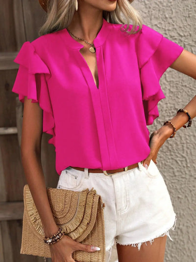 Brielle | Ruffled Sleeve V-Neck Blouse
