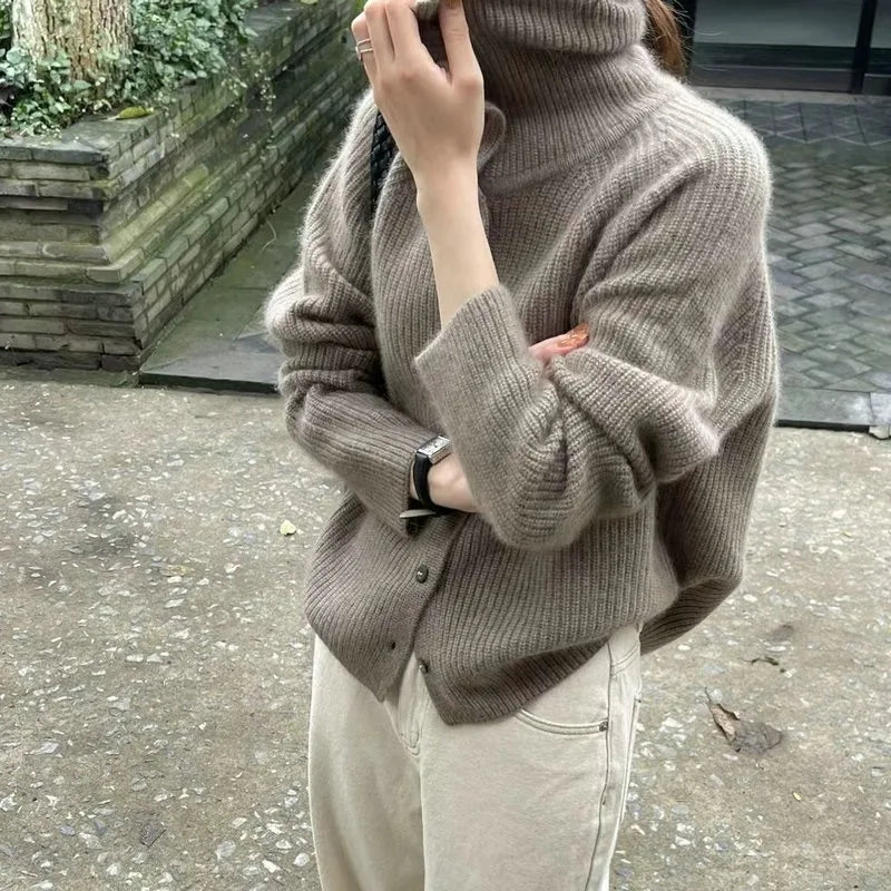 Elara | Turtleneck Knitted Cardigan