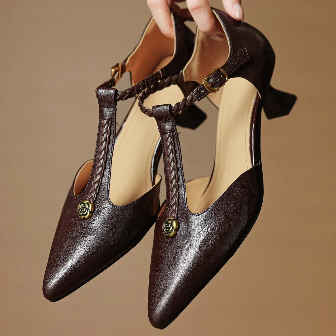 Talvanna | Braided T-Strap Kitten Heel Sandals