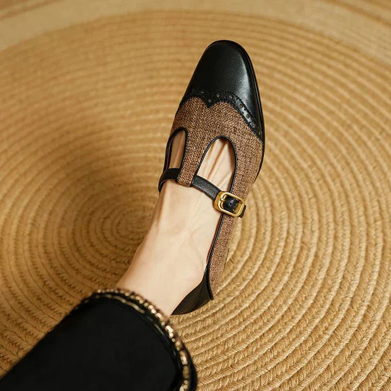 Genira | Vintage T-Strap Block Heel Shoes