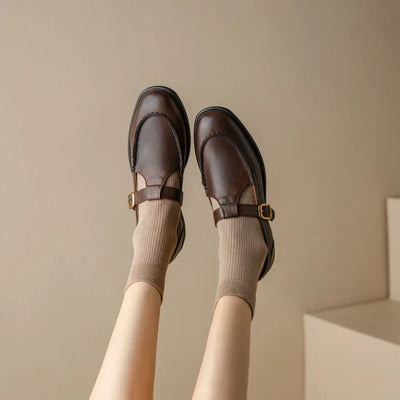 Belliora | Retro Low Heel Strap Shoes