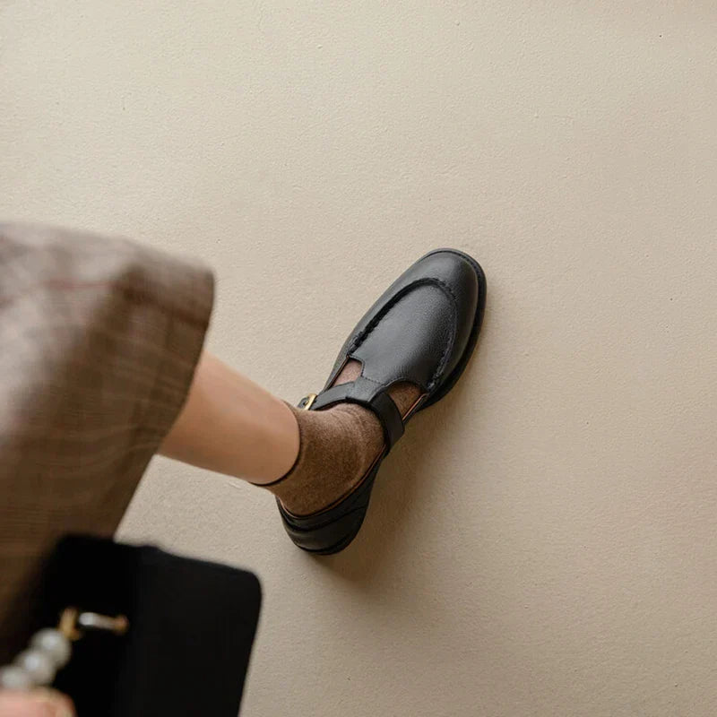 Belliora | Retro Low Heel Strap Shoes