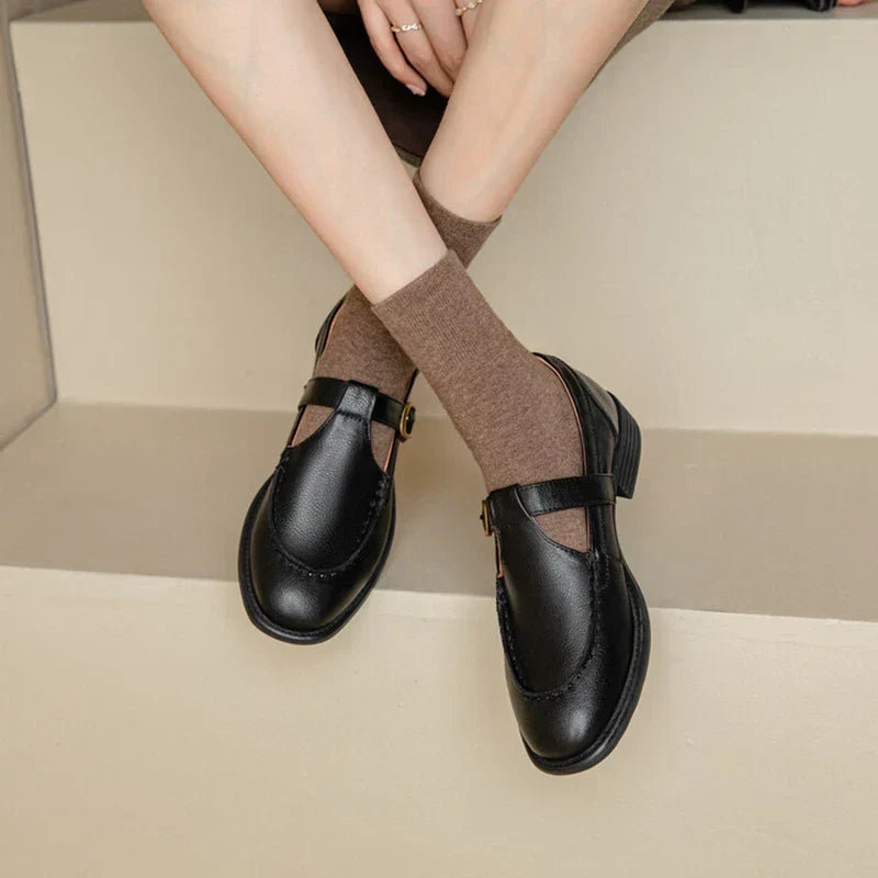 Belliora | Retro Low Heel Strap Shoes