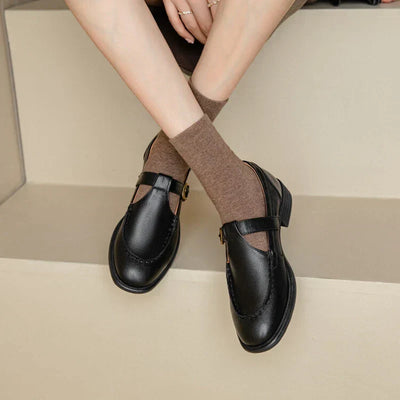Belliora | Retro Low Heel Strap Shoes
