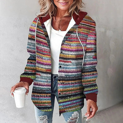 Rowan | Hooded Plaid Mid-Length Jacket