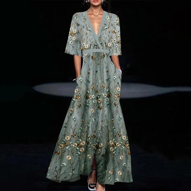 Calista | Floral V-Neck Maxi Dress