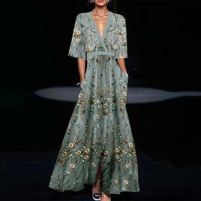 Calista | Floral V-Neck Maxi Dress