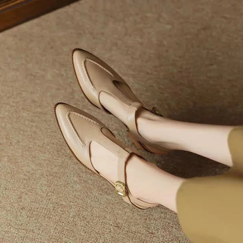 Aurenza | Confident Buckle Strap Low Heel Shoes