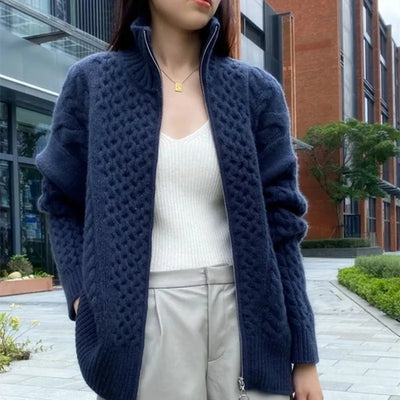 Clara | Cashmere Turtleneck Knitted Cardigan