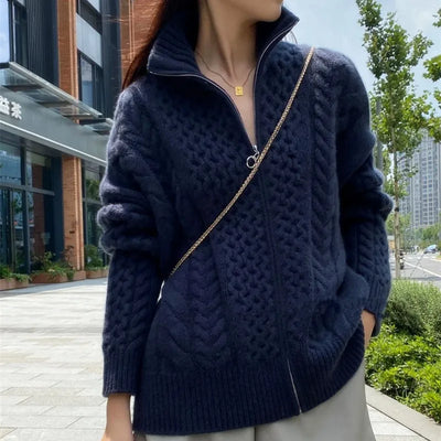 Clara | Cashmere Turtleneck Knitted Cardigan