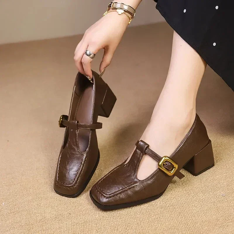 Dorvanna | French Mary Jane Block Heel Shoes