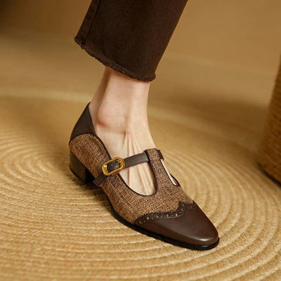 Genira | Vintage T-Strap Block Heel Shoes