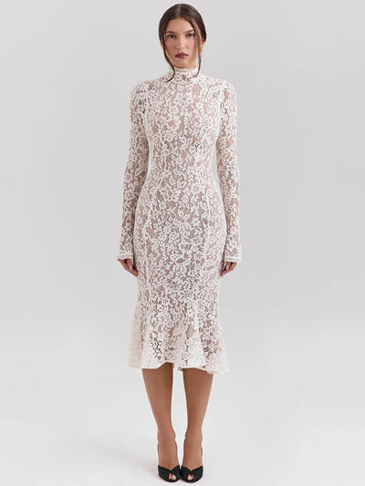 Riley | Lace Bodycon with High Neck and High Waist