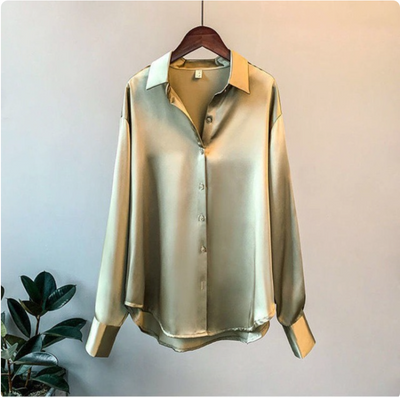 Monroe | Long Sleeved Luxe Satin Blouse