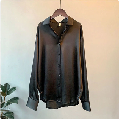 Monroe | Long Sleeved Luxe Satin Blouse