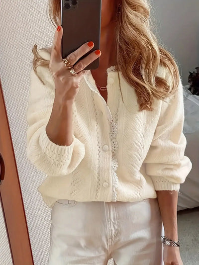 Serenya | Autumn Winter Lace Patchwork Knitted Cardigan