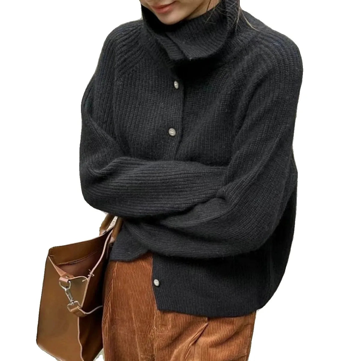 Elara | Turtleneck Knitted Cardigan