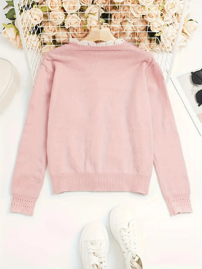Serenya | Autumn Winter Lace Patchwork Knitted Cardigan