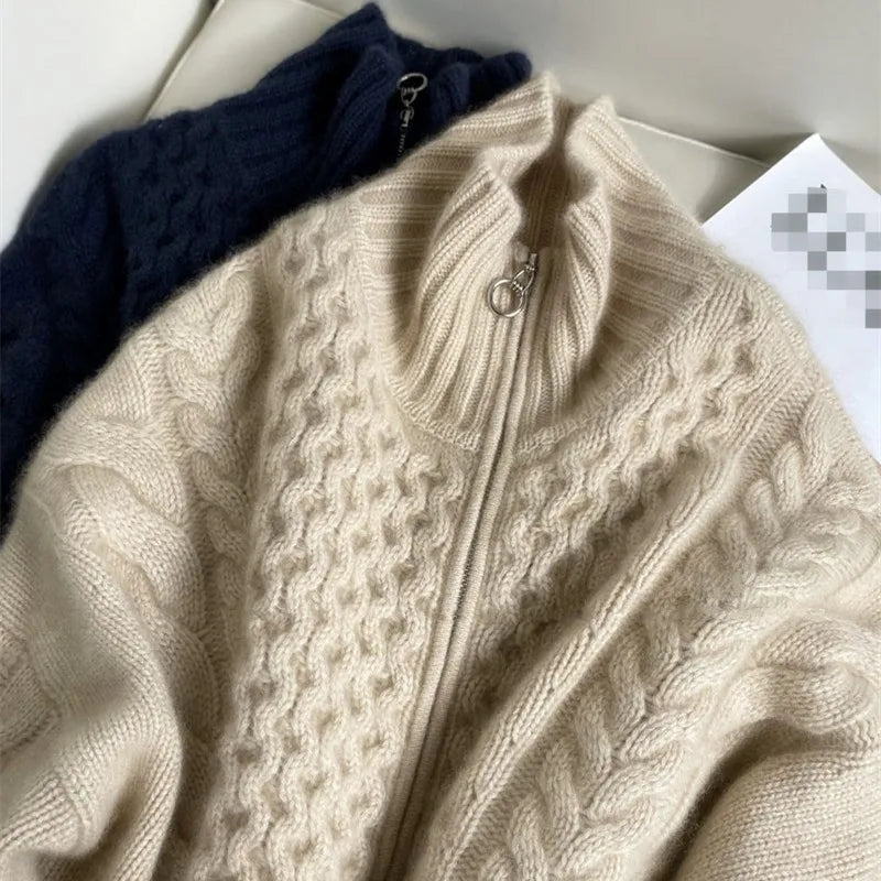 Clara | Cashmere Turtleneck Knitted Cardigan