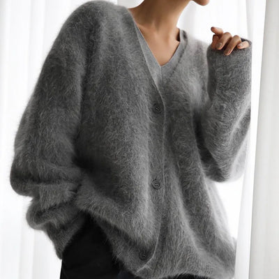 Aria | Faux Mink Wool Knitted Cardigan