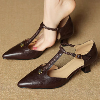 Talvanna | Braided T-Strap Kitten Heel Sandals