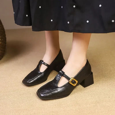 Dorvanna | French Mary Jane Block Heel Shoes