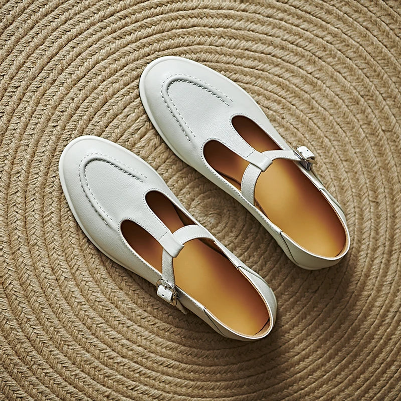 Selvana | Low Heeled T-Strap Pumps