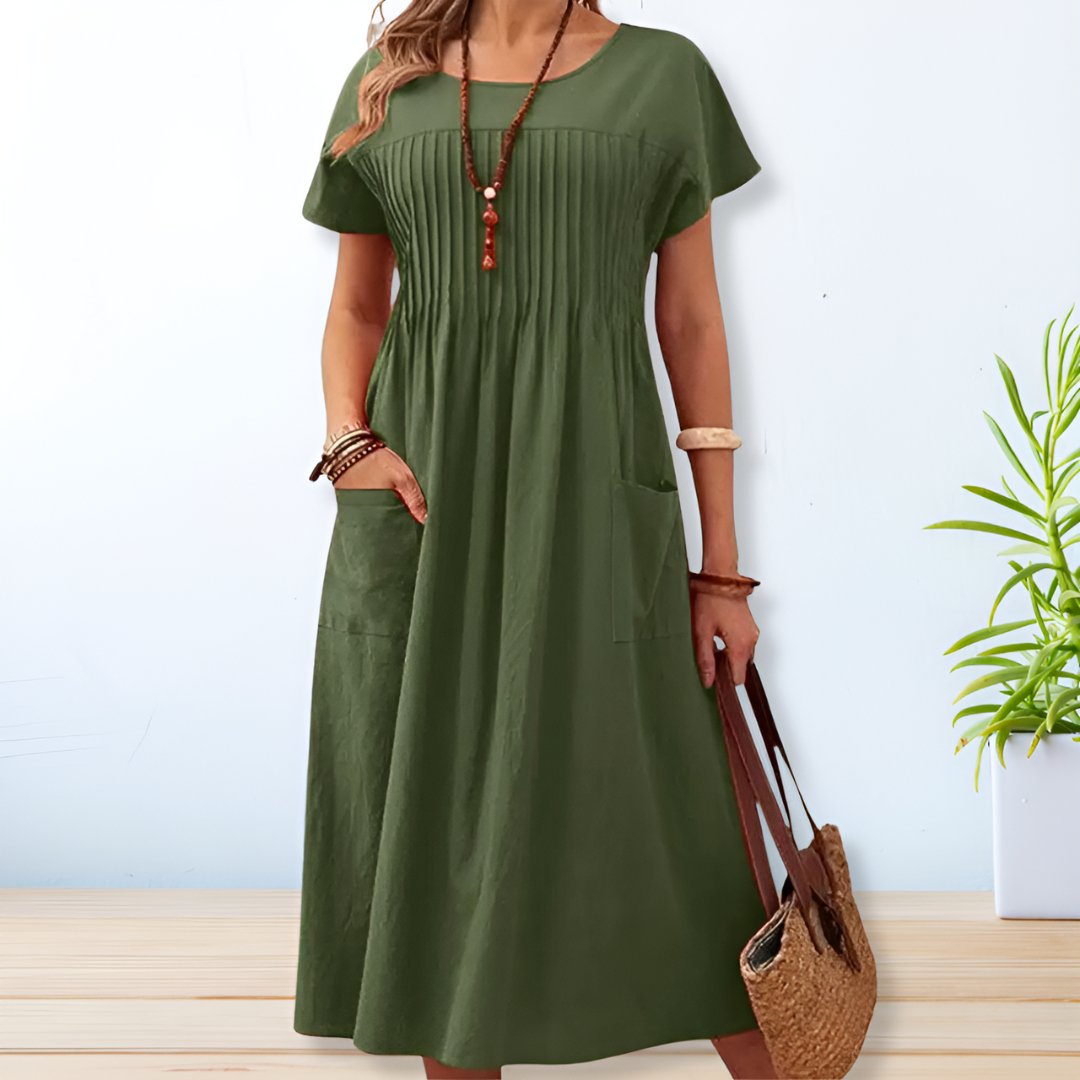 Juliana | Flattering Pleated Midi Dress
