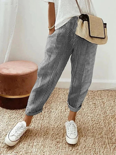 Harper | Striped Cotton Lounge Trousers