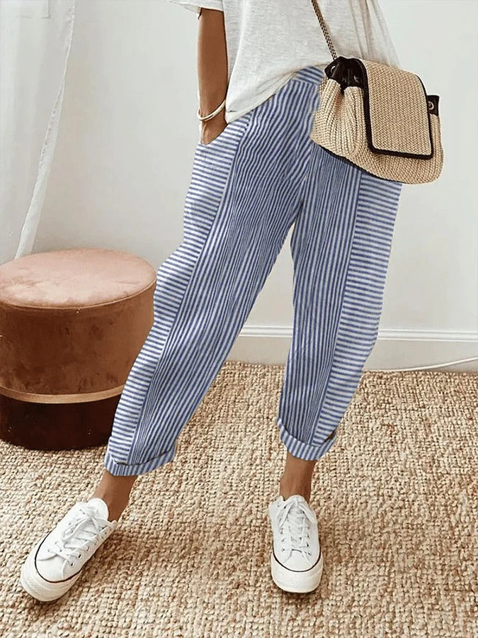 Harper | Striped Cotton Lounge Trousers