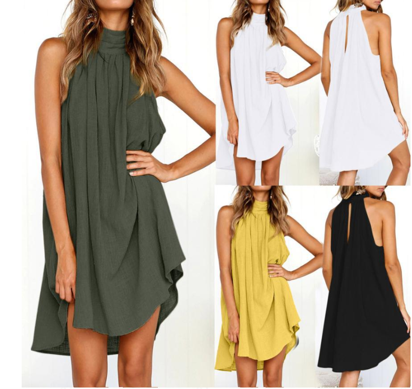 Maris | Elegant Halter Neck Pleated Dress