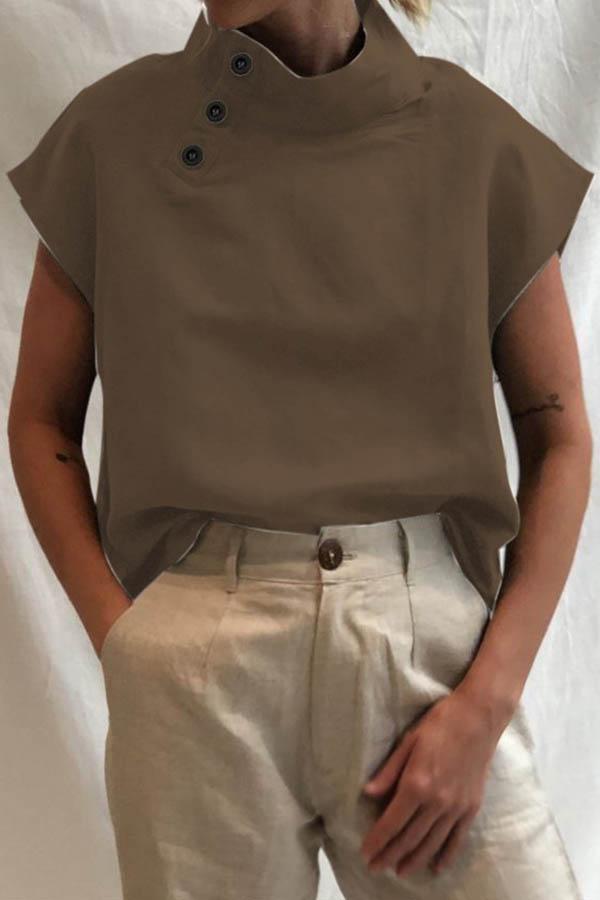 Esme | High-Collar Cotton Blouse
