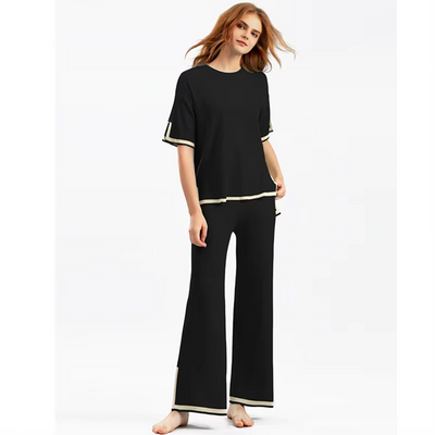 Charlotte | Chic Ice Silk Short Sleeve Co-Ord Set