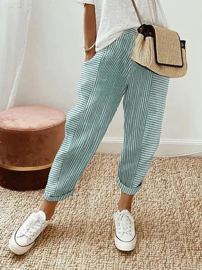 Harper | Striped Cotton Lounge Trousers