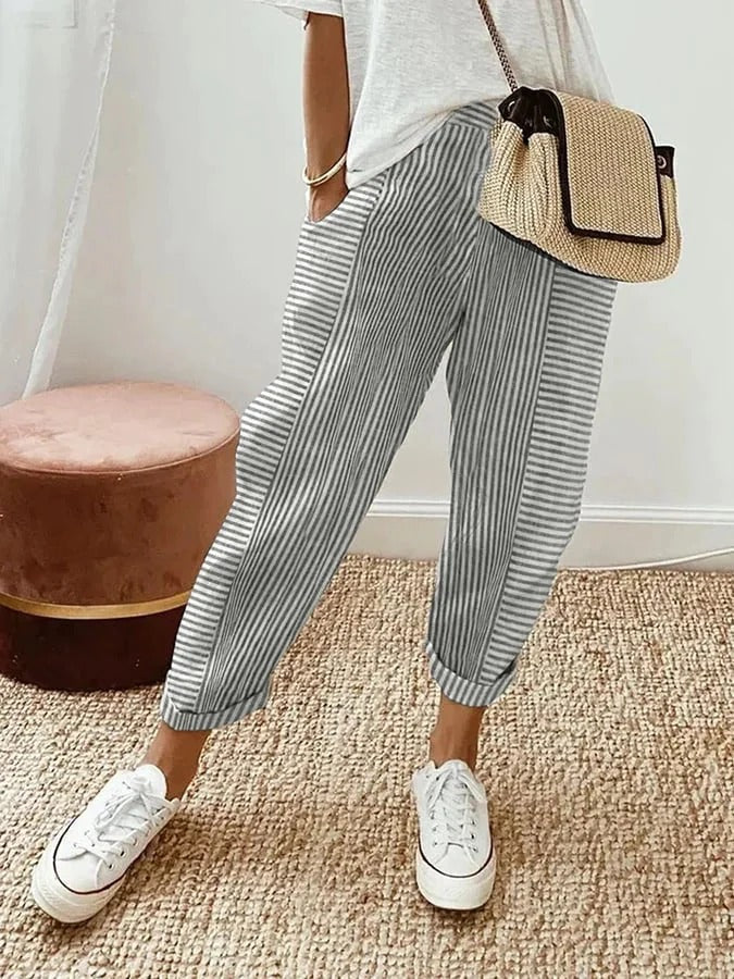 Harper | Striped Cotton Lounge Trousers