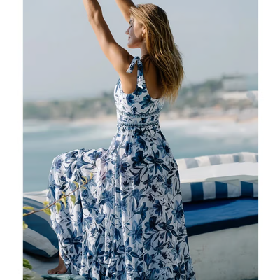 Maris | Elegant Floral V-Neck One-Piece Swim Dress