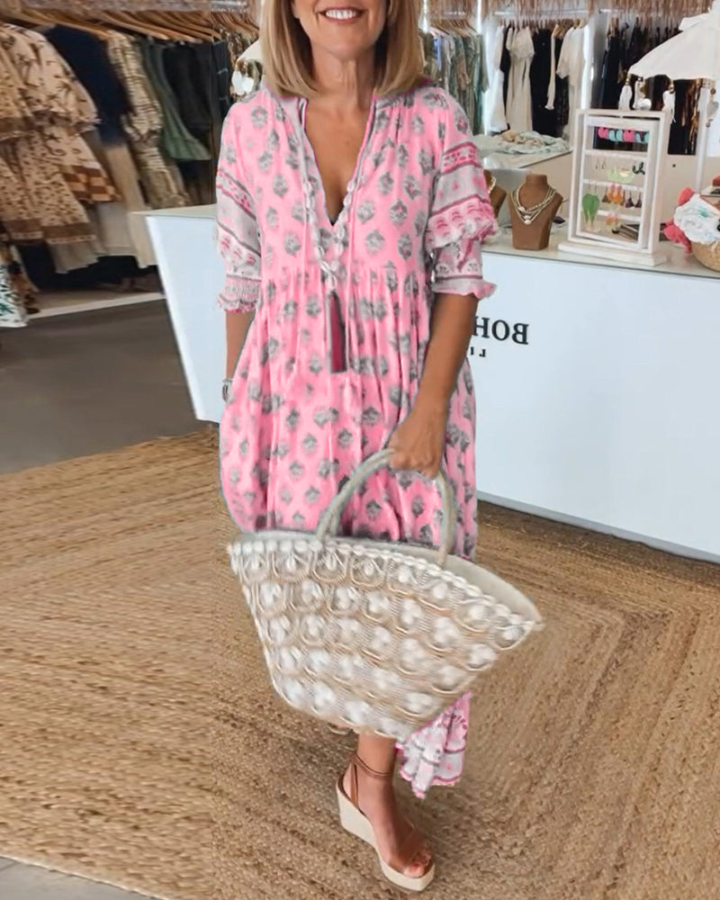 Peyton | Long Lantern Sleeve Bohemian Dress