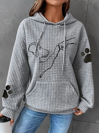 Harper | Paw-Print Waffle Hoodie