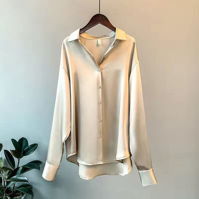 Monroe | Long Sleeved Luxe Satin Blouse