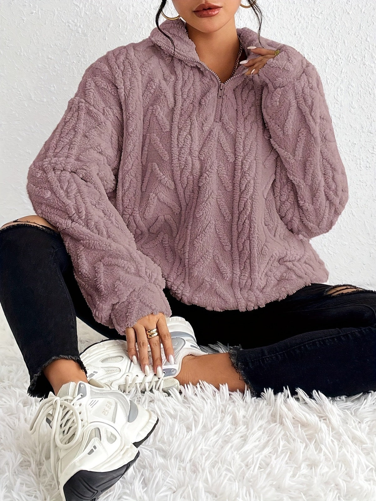 Brooklyn | Fluffy Zip Sweater