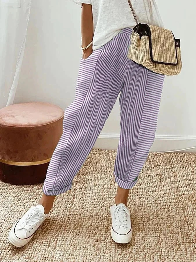 Harper | Striped Cotton Lounge Trousers